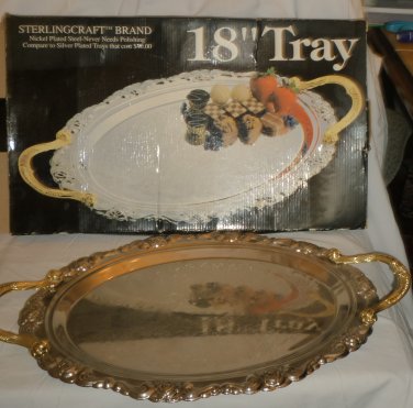STERLINGCRAFT NICKEL PLATED TWO COLOR 18" TRAY WITH HANDLES