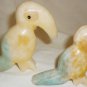 SET OF 2 FIGURINES TWO COLORED UNIQUE ONYX MARBLE TOUCAN PARROT