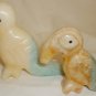 SET OF 2 FIGURINES TWO COLORED UNIQUE ONYX MARBLE TOUCAN PARROT