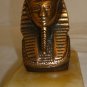 BEAUTIFUL SOLID BRONZE BUST PHARAOH KING TUTANKHAMUN FIGURINE ON ONYX PEDESTAL