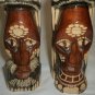 VINTAGE AFRICAN ART WOOD CARVED SCULPTURES FIGURINE SET OF 3
