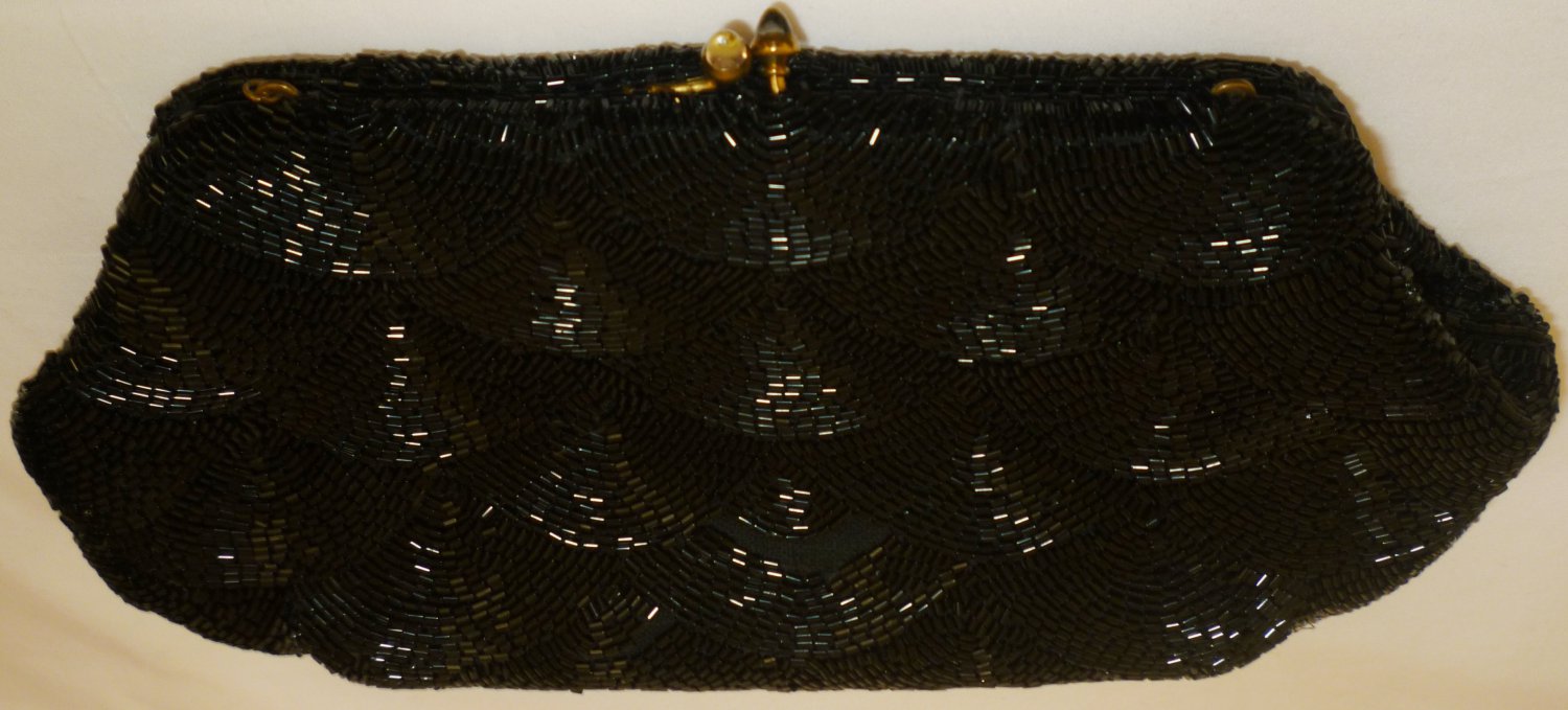 black beaded evening purse