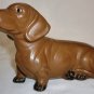 CHARMING HANDPLAINTED UNGLAZED CERAMIC DOG FIGURINE DACHSHOUND
