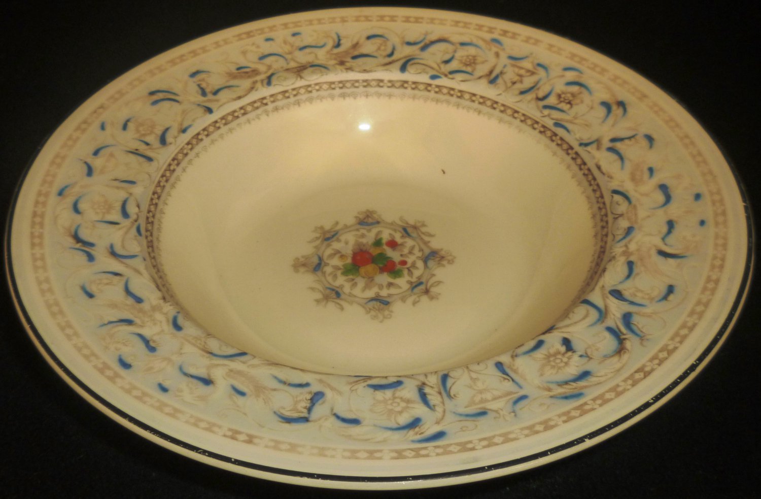VINTAGE MYOTT STAFFORDSHIRE MEDICI BLUE SKY RIMMED SOUP PLATE BOWL ENGLAND