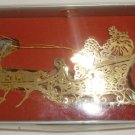 KURT S.ADLER GOLD PLATED BRASS SANTA REINDEER SLEIGHT CHRISTMAS TREE ORNAMENT 3D