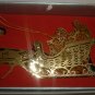 KURT S.ADLER GOLD PLATED BRASS SANTA REINDEER SLEIGHT CHRISTMAS TREE ORNAMENT 3D