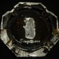 BEAUTIFUL BLOCK CRYSTAL ETCHED DRAGON SINGAPORE ASHTRAY NMB
