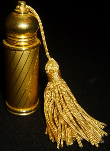 BEAUTIFUL INCASED GLASS BRASS PERFUME BOTTLE REUSABLE COMPACT REFILLABLE GOLD 5
