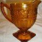 VNTG AMBER INDIANA GLASS DAISY PEDESTAL CREAMER & DOUBLE HANDLED SOUP SUGAR CUP