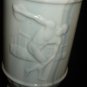 VINTAGE JIM BEAM LIQUOR BOTTLE DECANTER MILK GLASS GREEK OLYMPIC DISC THROWER