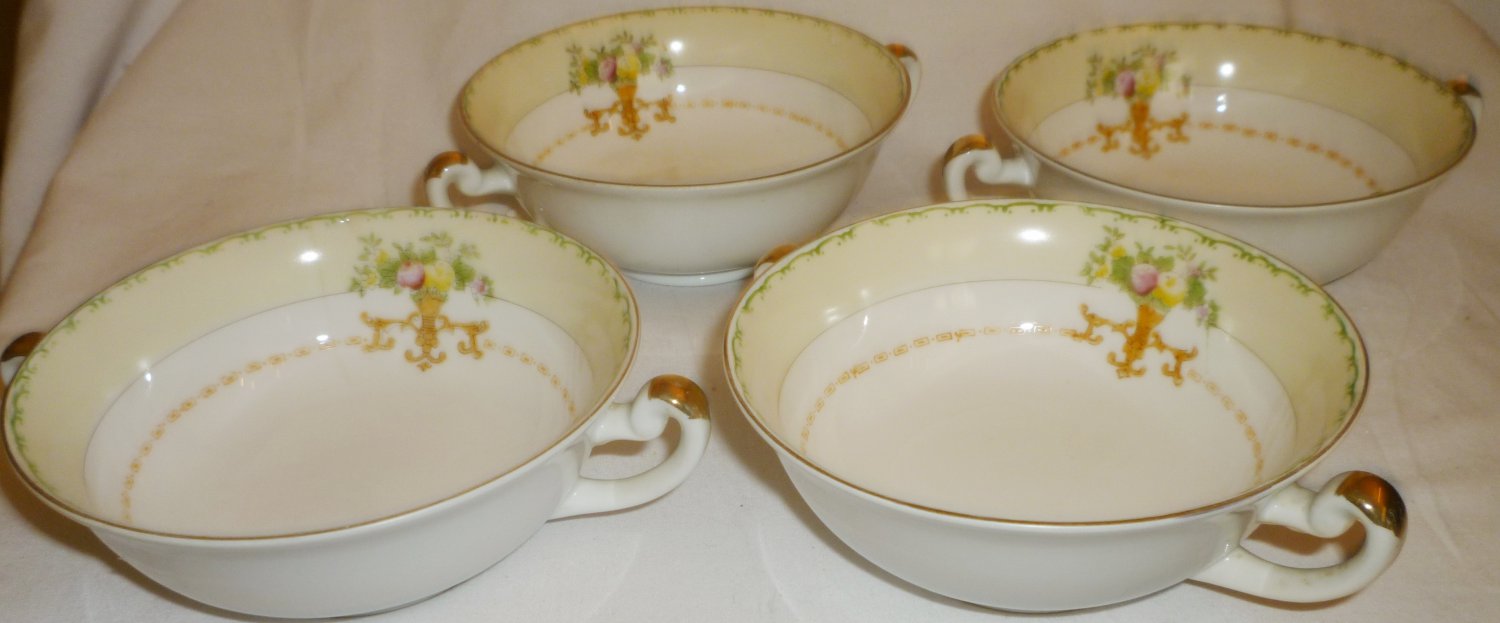 VINTAGE FINE JAPAN PORCELAIN 60TH DOUBLE HANDLE CONSOMME BOUILLON BOWL
