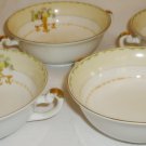 VINTAGE FINE JAPAN PORCELAIN 60TH DOUBLE HANDLE CONSOMME BOUILLON BOWL CUP SET 4