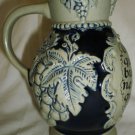 VINTAGE ZB CLAY POTTERY EARTHWARE WINE PITCHER HANDMADE FRANCE 0.5L GRAPES