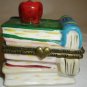 CHARMING PORCELAIN HINGED TRINKET BOX FIGURAL STACK OF BOOKS