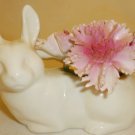 CHARMING VINTAGE BONE CHINA CROWN STAFFORDSHIRE ENGLAND CARNATIONS IN BUNNY POT