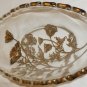VINTAGE SILVER CITY OVERLAY DISH FLANDERS POPPIES GLASS BOAT BOWL RELISH DISH