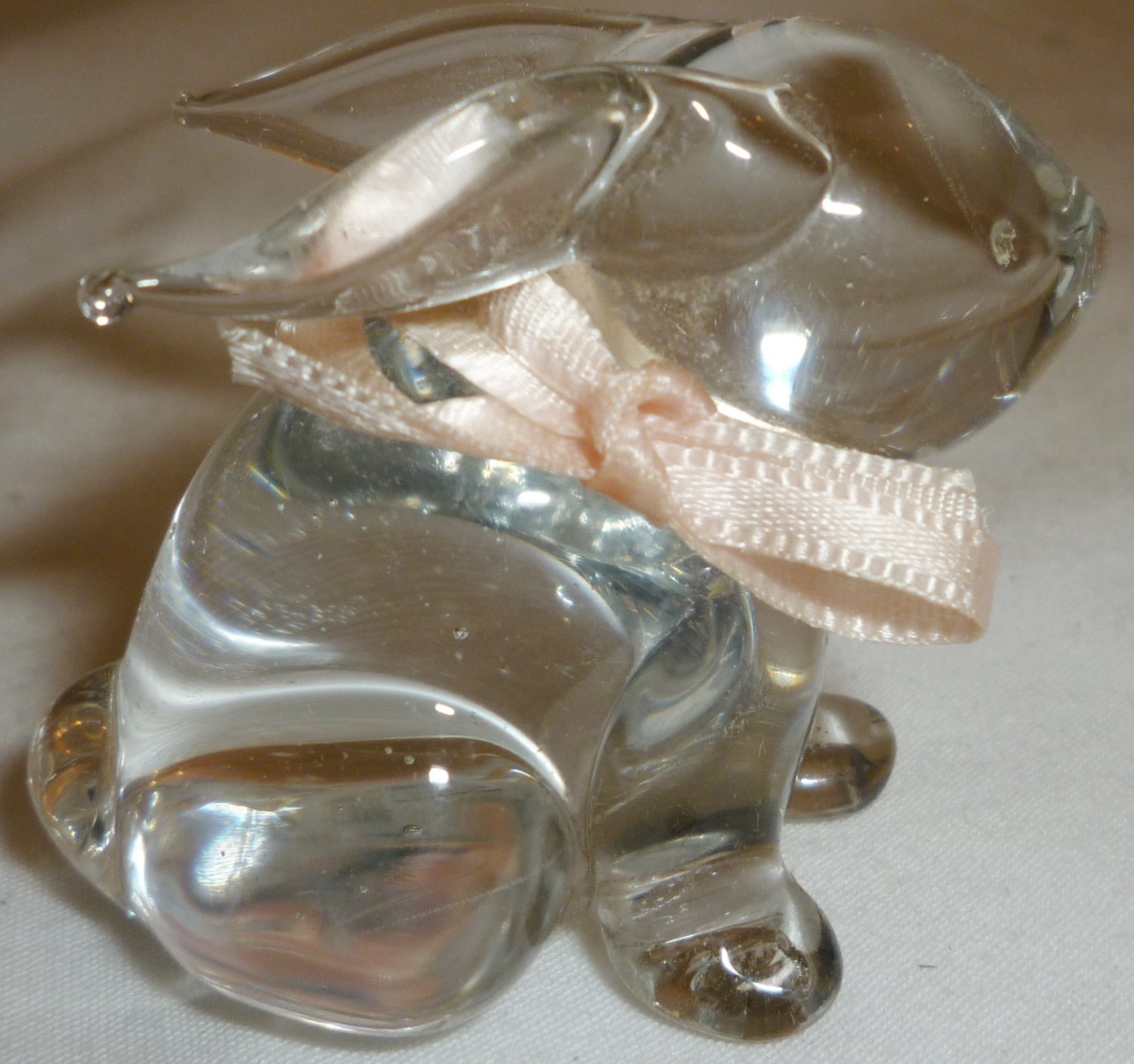 clear glass rabbit figurine