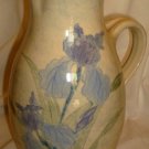 VINTAGE CALIFORNIA POTTERY STUDIO COILED GLAZED SIGNED WATER PITCHER IRISES