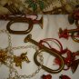 CHRISTMAS ORNAMENTS MUSICAL INSTRUMENTS VIOLINS HORNS TRUMPHETS ANGELS + FABRIC+