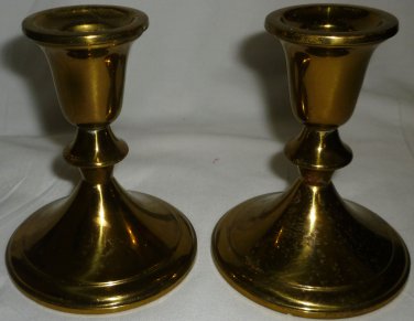 VINTAGE BRASS TOWLE TAPER CANDLE HOLDER SET OF 2 MADE IN USA