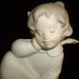 LLADRO UNGLAZED PORCELAIN FIGURINE THINKING ANGEL PENSANDRO 4539 MADE IN SPAIN