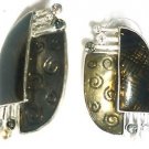 BEAUTIFUL GRAY ENAMEL & STONES OVAL EARRINGS BEAUTIFUL GRAY ENAMEL & STONES OVAL EARRINGS