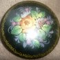 GORGEOUS VINTAGE HANDPAINTED SIGNED RUSSIA PALEH MINIATURE PEONIES BROOCH PIN Palekh