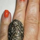 VINTAGE BLACK SILVER ELEGANT FILIGREE STYLE BASKET CRYSTAL STONE RING VINTAGE BLACK SILVER ELEGANT FILIGREE STYLE BASKET CRYSTAL STONE RING