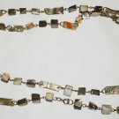 GORGEOUS MOTHER OF PEARL & PEARL ONYX STRING NECKLACE 52"