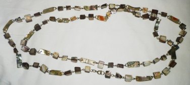 GORGEOUS MOTHER OF PEARL & PEARL ONYX STRING NECKLACE 52"
