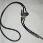 VINTAGE WESTERN COWBOY BOLO NECKLACE NECKTIE POLISHED PEWTER SADDLE SLIDE