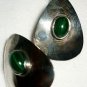 BEAUTIFUL MALACHITE EILAT JEMSTONE & STERLING SILVER DANGLING OVAL EARRINGS