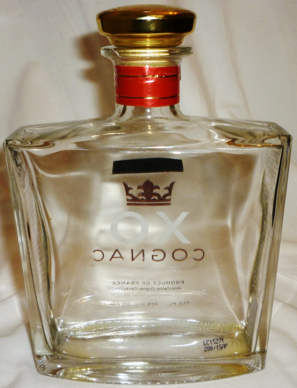 KIRKLAND SIGNATURE XO COGNAC EMPTY COLLECTIBLE BOTTLE FRANCE 750 ML