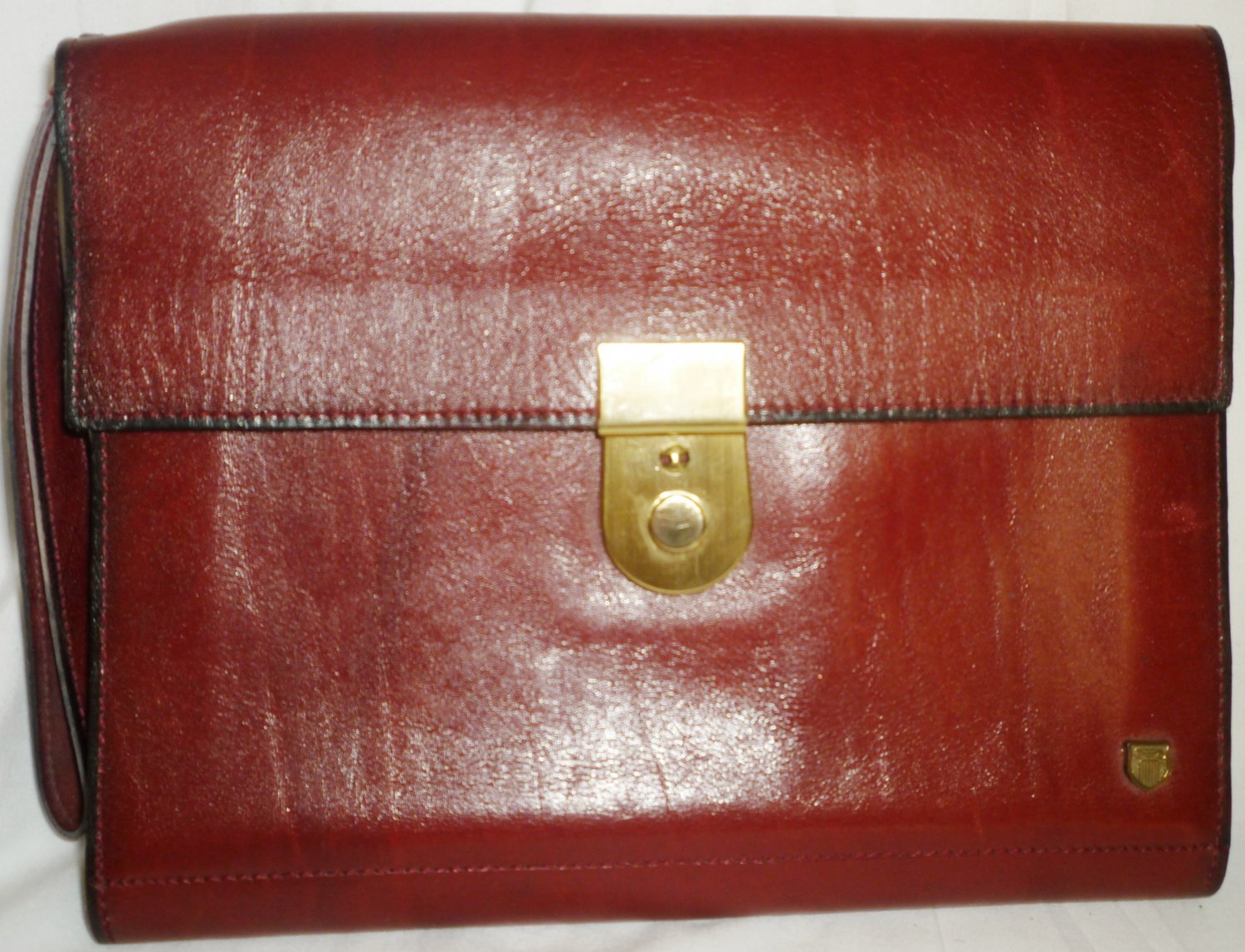 VINTAGE HIGH QUALITY LEATHER MEN'S HAND BAG CLUTCH PURSE WESTERN GERMANY LOCK
