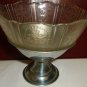 VNTG HAZEL ATLAS DEPRESSION ROYAL LACE GLASS INSERT W/CHROME PEDESTAL SHERBET 6