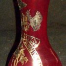 VNTGE SILVER CITY COMPANY RUBY RED GLASS VASE FLANDERS POPPIES 40TH ANNIVERSARY