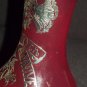 VNTGE SILVER CITY COMPANY RUBY RED GLASS VASE FLANDERS POPPIES 40TH ANNIVERSARY