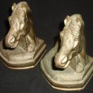 STUNNING VINTAGE SOLID BRASS HORSE HEAD SCULPTURED BOOK ENDS DOOR STOPPERS