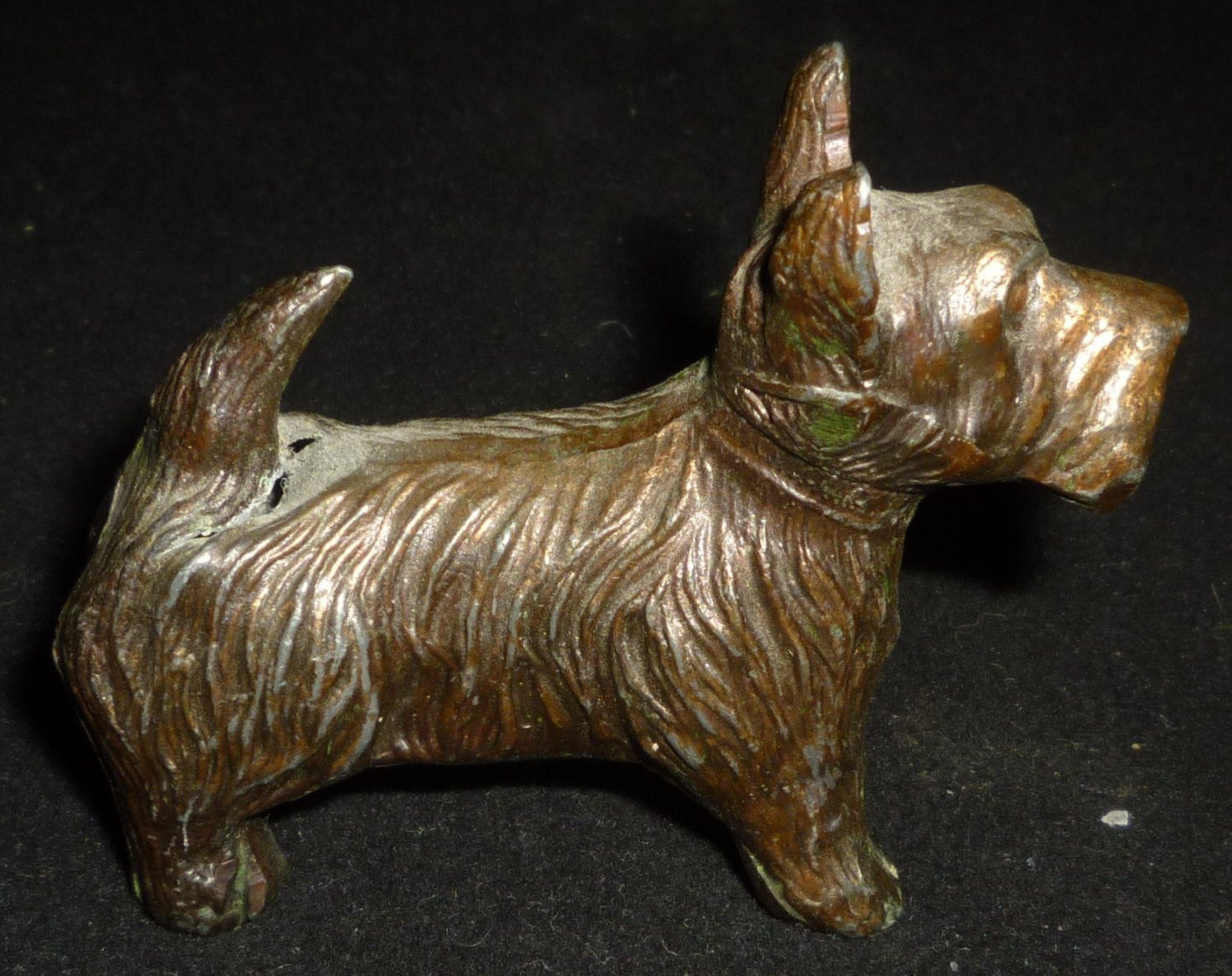 VINTAGE ANTIQUE PAINTED CAST IRON SCOTTISH TERRIER DOG MINIATURE FIGURINE