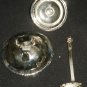 ANTIQUE SILVERPLATED CONDIMENT RELISH MINIATURE LIDDED DISH W/SPOON IMPERIAL