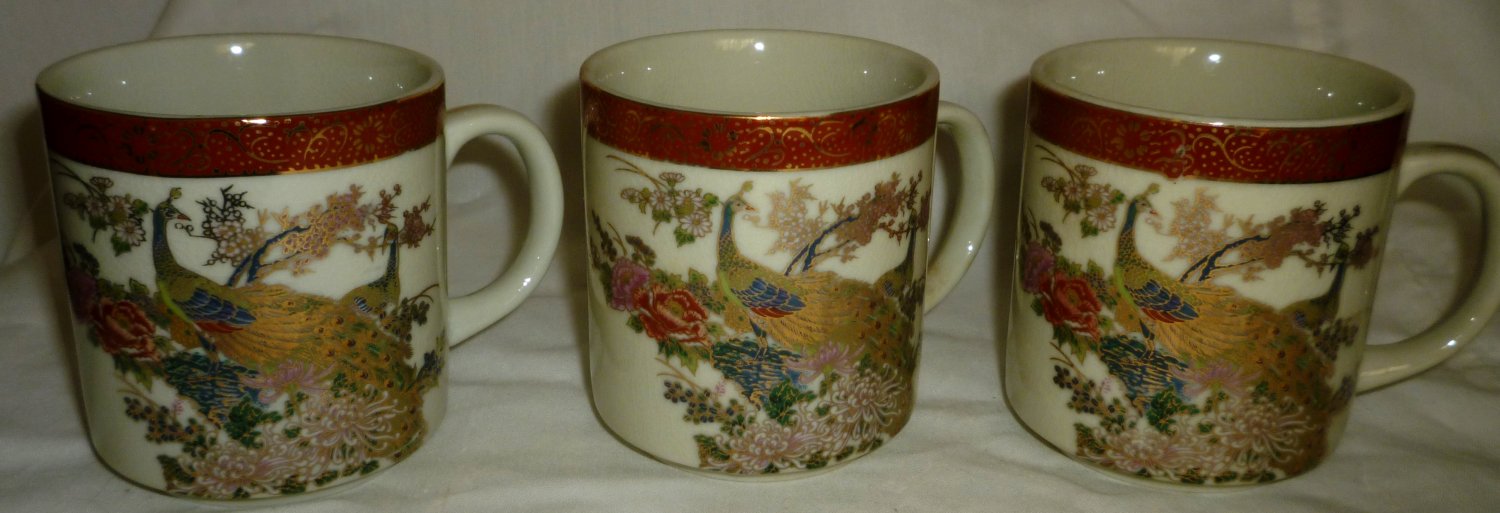 VINTAGE JAPAN CERAMIC SATSUMA HANDPAINTED GILDED COFFEE TEA MUG