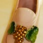 VINTAGE PORCELAIN COLLECTIBLE SHOE PINK WITH APPLIQUE GRAPEVINE & LEAVES