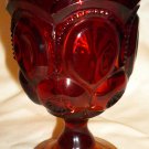VINTAGE RUBY RED GLASS GOBLET L.E.SMITH MOON & STARS PATTERN