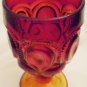 VINTAGE RUBY RED GLASS GOBLET L.E.SMITH MOON & STARS PATTERN