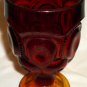 VINTAGE RUBY RED GLASS GOBLET L.E.SMITH MOON & STARS PATTERN
