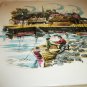 VINTAGE DECORATIVE PORCELAIN TILE HANDPAINTED FISHERMAN NEW YORK PORTUGAL