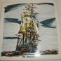 VINTAGE DECORATIVE PORCELAIN TILE HANDPAINTED THE BOUNTY SAILBOAT MADE IN JAPAN