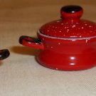 RED ENAMEL CAST IRON COOK POT DOLLHOUSE MINIATURE COOKWARE KITCHEN SET OF 2+ EXTRA LID