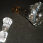 VINTAGE CLEAR CRYSTAL GLASS GOLD TRIP OPTICAL GLASS TALL PERFUME BOTTLE DECANTER
