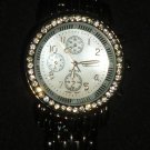 OSIROCK PEARL FACE RHINESTONE WRISTWATCH WATCH BLACK BODY WITH METAL BRACELET OSIROCK PEARL FACE RHINESTONE WRISTWATCH WATCH BLACK BODY WITH METAL BRACELET
